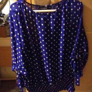 Blue polka dot blouse